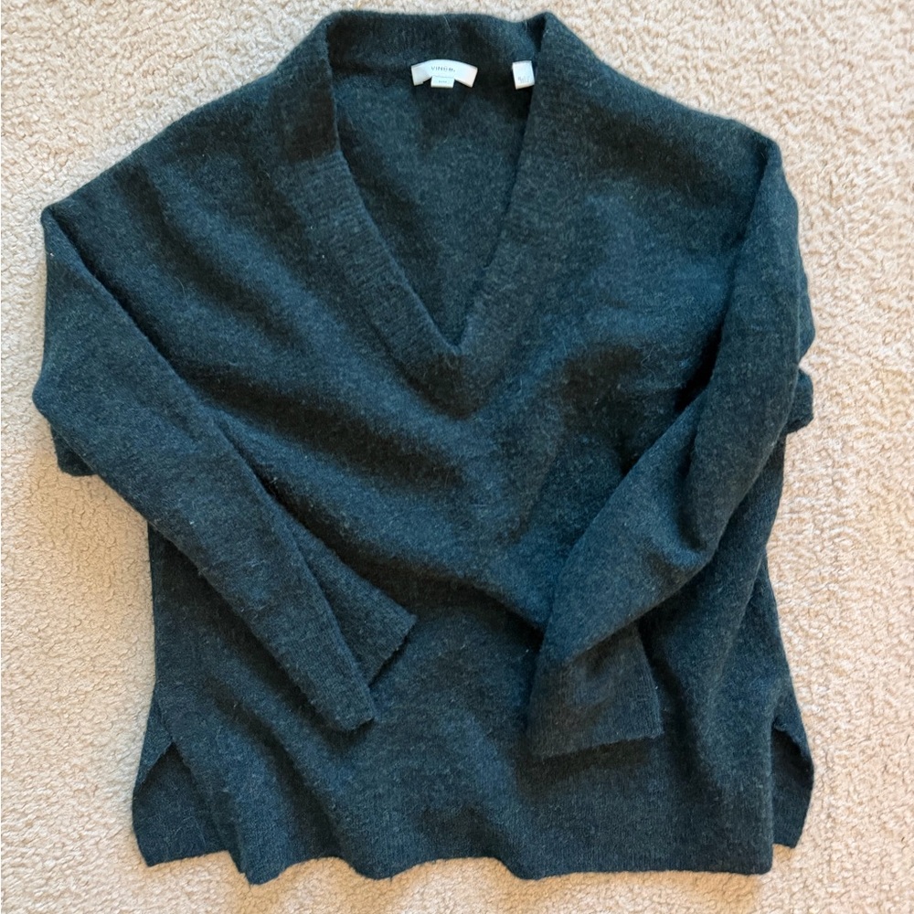 VGUC Vince merino wool v neck sweater medium teal blue